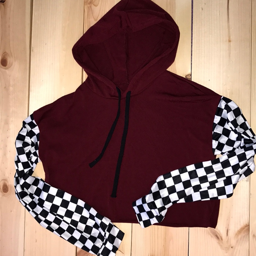 Checkered sleeve hoodie